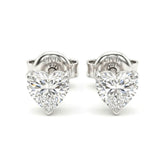 White Gold Heart Cut Diamond Stud Earrings With Four Prong Setting