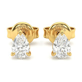 Yellow Gold Pear Cut Diamond Stud Earrings With Four Prong Setting