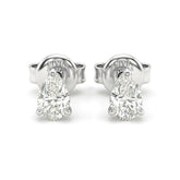 Silver Pear Cut Diamond Stud Earrings With Four Prong Setting