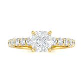 Yellow Gold Cushion Diamond Engagement Ring With Pavé Band Design