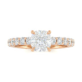 Rose Gold Cushion Diamond Engagement Ring With Pavé Band Design