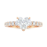 Rose Gold Heart Diamond Engagement Ring With Pavé Band Design