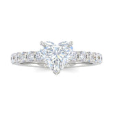 White Gold Heart Diamond Engagement Ring With Pavé Band Design
