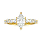 Yellow Gold Marquise Diamond Engagement Ring With Pavé Band Design