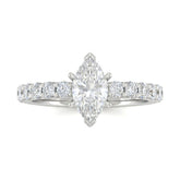 White Gold Marquise Diamond Engagement Ring With Pavé Band Design