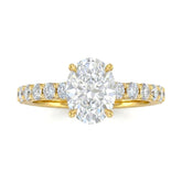 Yellow Gold Oval Diamond Engagement Ring With Pavé Band Design