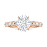 Rose Gold Oval Diamond Engagement Ring With Pavé Band Design