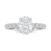 White Gold Oval Diamond Engagement Ring With Pavé Band Design