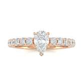 Rose Gold Pear Diamond Engagement Ring With Pavé Band Design