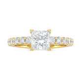 Yellow Gold Princess Diamond Engagement Ring With Pavé Band Design
