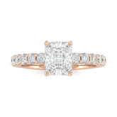 Rose Gold Radiant Diamond Engagement Ring With Pavé Band Design