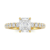 Yellow Gold Radiant Diamond Engagement Ring With Pavé Band Design