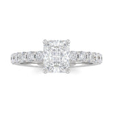 White Gold Radiant Diamond Engagement Ring With Pavé Band Design