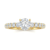 Yellow Gold Round Diamond Engagement Ring With Pavé Band Design