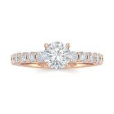 Rose Gold Round Diamond Engagement Ring With Pavé Band Design