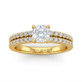 Yellow Gold Cushion Diamond Engagement Ring With Split Pavé Band Design
