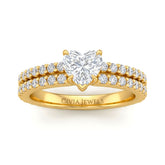 Yellow Gold Heart Diamond Engagement Ring With Split Pavé Band Design