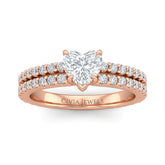 Rose Gold Heart Diamond Engagement Ring With Split Pavé Band Design