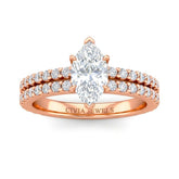 Yellow Gold Marquise Diamond Engagement Ring With Split Pavé Band Design
