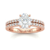 Rose Gold Oval Diamond Engagement Ring With Split Pavé Band Design
