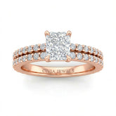 Rose Gold Radiant Diamond Engagement Ring With Split Pavé Band Design