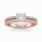 Rose Gold Round Diamond Engagement Ring With Split Pavé Band Design