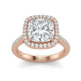 Rose Gold Cushion Halo Diamond Engagement Ring