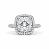 Silver Cushion Halo Diamond Engagement Ring