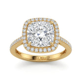 Yellow Gold Cushion Halo Diamond Engagement Ring