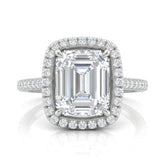 White Gold Emerald Halo Diamond Engagement Ring