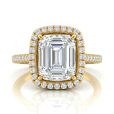 Yellow Gold Emerald Halo Diamond Engagement Ring