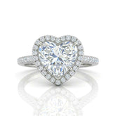 Silver Heart Halo Diamond Engagement Ring