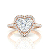 Rose Gold Heart Halo Diamond Engagement Ring