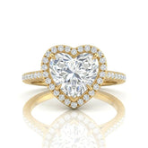 Yellow Gold Heart Halo Diamond Engagement Ring
