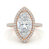 Rose Gold Marquise Halo Diamond Engagement Ring