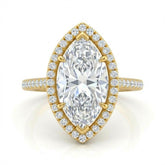 Yellow Gold Marquise Halo Diamond Engagement Ring