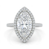 Silver Marquise Halo Diamond Engagement Ring