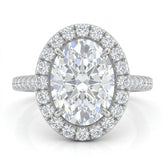Silver Oval Halo Diamond Engagement Ring