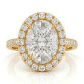 Yellow Gold Oval Halo Diamond Engagement Ring