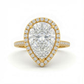 Yellow Gold Pear Halo Diamond Engagement Ring