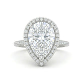 Silver Pear Halo Diamond Engagement Ring