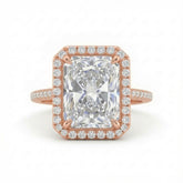 Rose Gold Radiant Halo Diamond Engagement Ring
