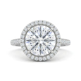 Silver Round Halo Diamond Engagement Ring