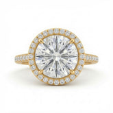 Yellow Gold Round Halo Diamond Engagement Ring