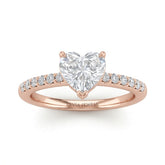 Rose Gold Heart Diamond Solitaire Engagement Ring With Graduated Pave Band