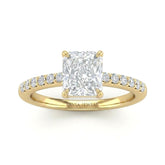 Yellow Gold Radiant Diamond Solitaire Engagement Ring With Graduated Pave Band