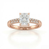 Rose Gold Radiant Diamond Engagement Ring With Double Pavé Accent Band