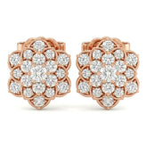 Rose Gold Floral Cluster Diamond Stud Earrings