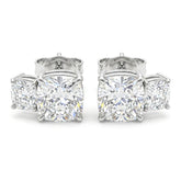 White Gold Two Stone Cushion Diamond Stud Earrings