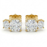 Yellow Gold Two Stone Cushion Diamond Stud Earrings